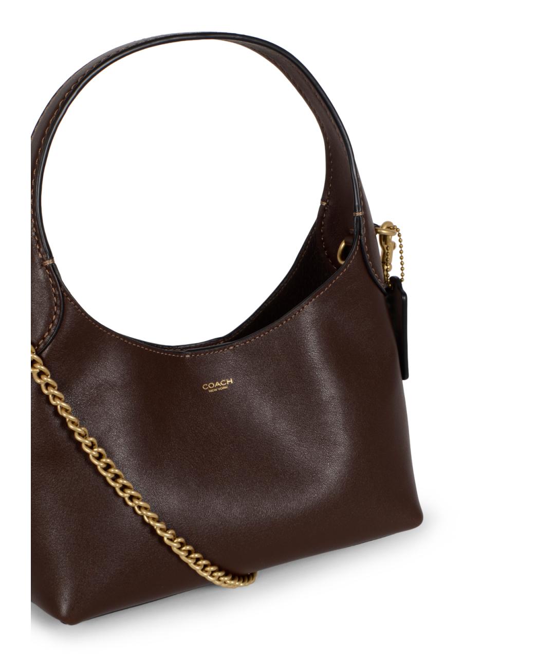 COACH Коричневая кожаная сумка через плечо, фото 4