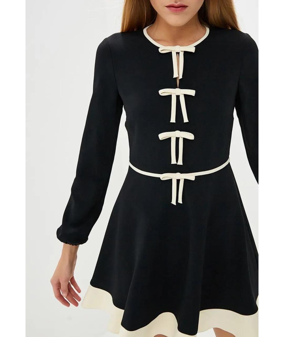 RED VALENTINO Черное вискозное повседневное платье, фото 9