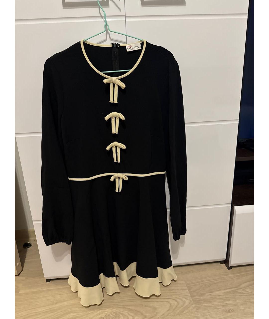 RED VALENTINO Черное вискозное повседневное платье, фото 2