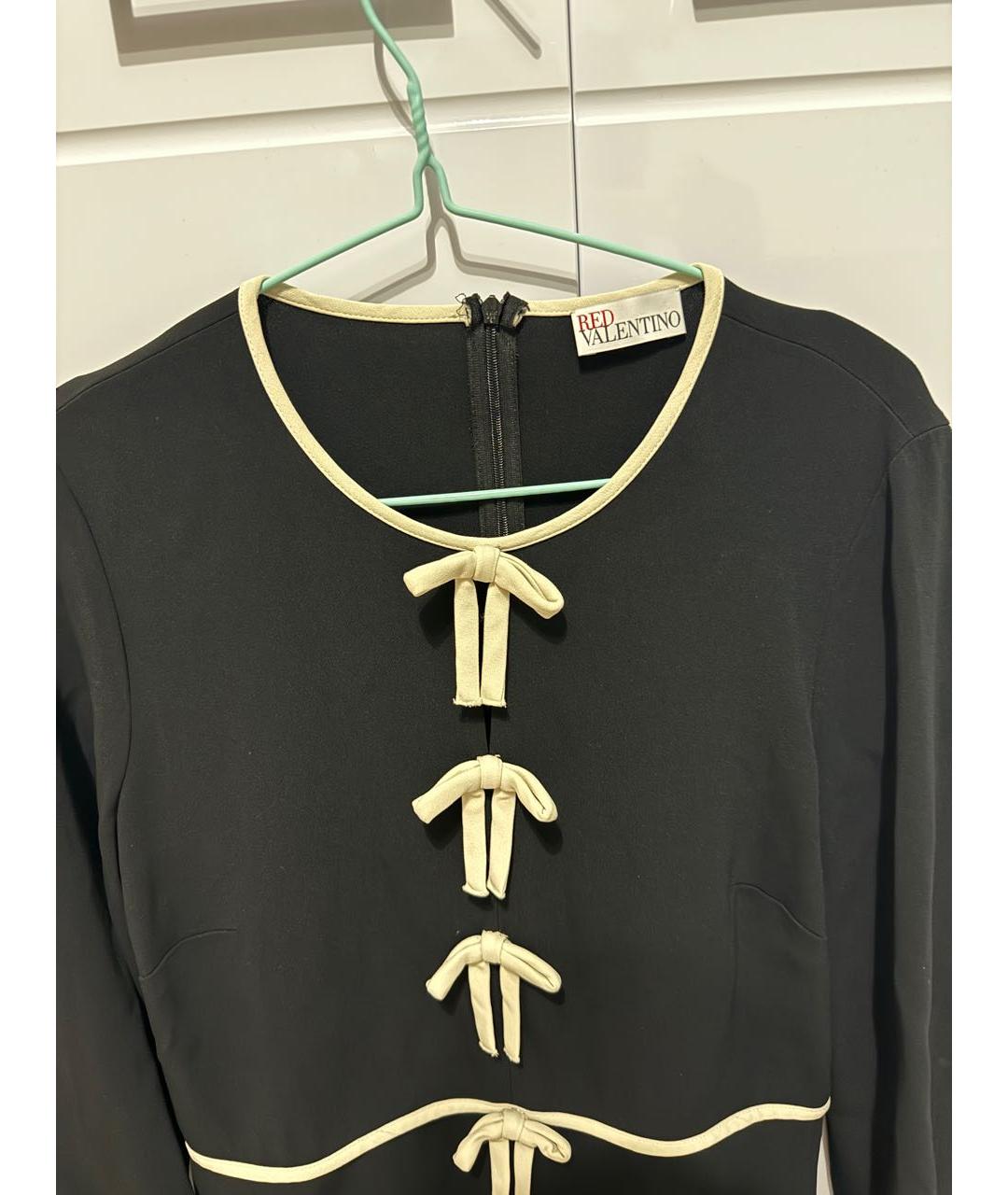 RED VALENTINO Черное вискозное повседневное платье, фото 4