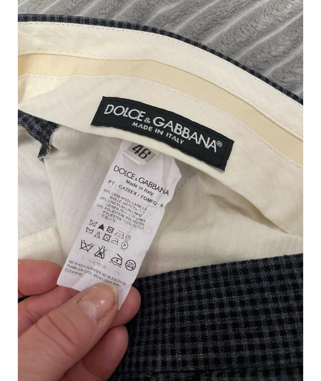 DOLCE&GABBANA Серые льняные классические брюки, фото 4