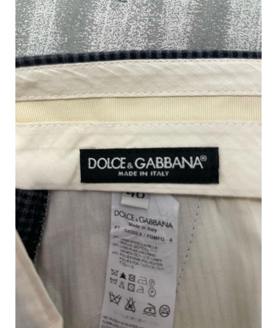 DOLCE&GABBANA Серые льняные классические брюки, фото 3
