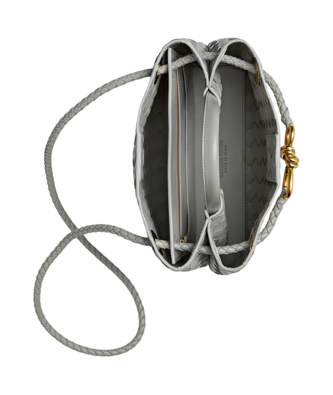 BOTTEGA VENETA Серая кожаная сумка через плечо, фото 4