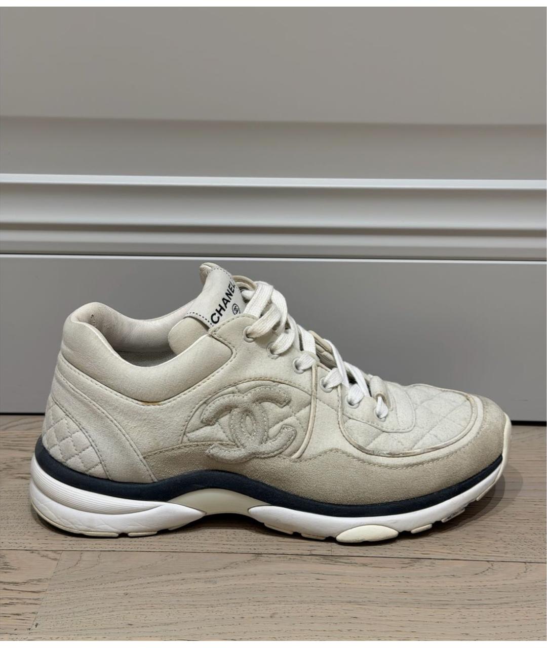 CHANEL Бежевые текстильные кроссовки, фото 7