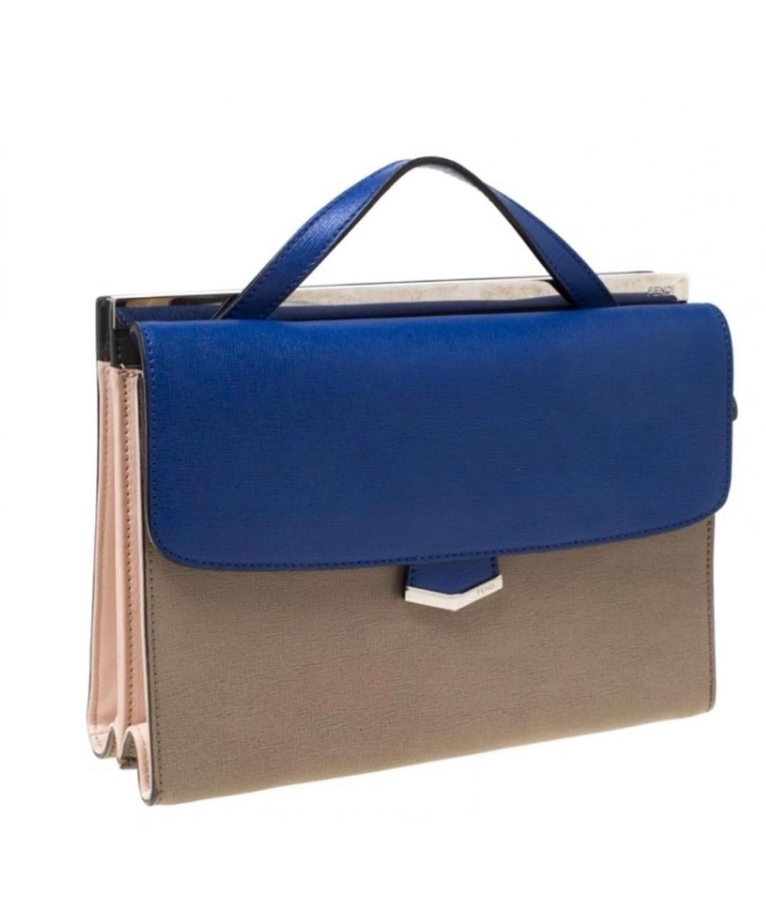 FENDI Темно-синяя кожаная сумка через плечо, фото 1