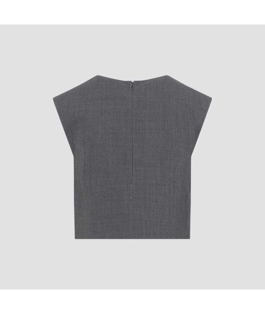 JIL SANDER Серая шерстяная футболка, фото 2