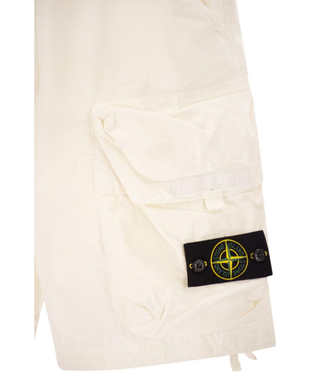 STONE ISLAND Белые хлопковые шорты, фото 4