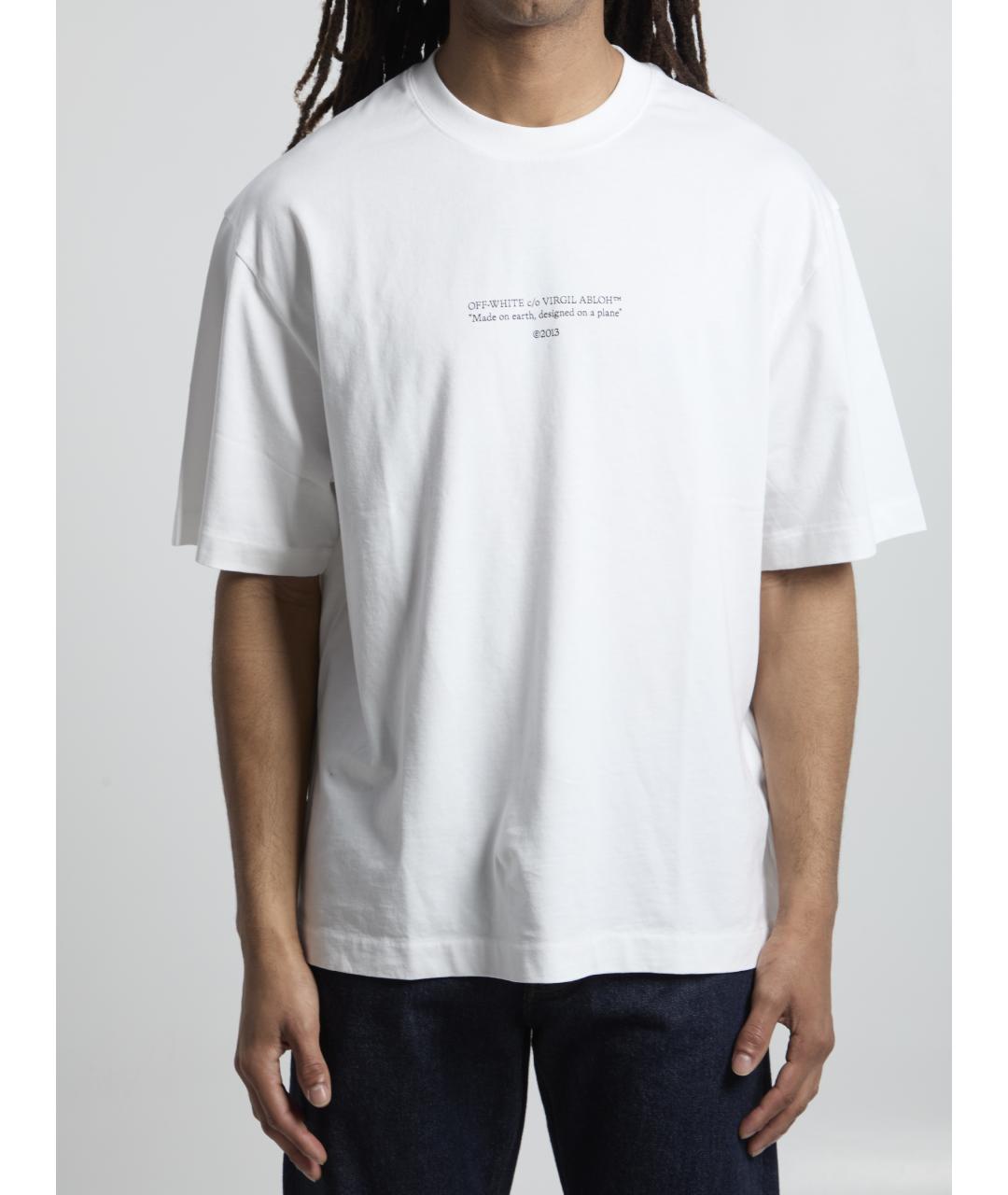OFF-WHITE Белая хлопковая футболка, фото 5