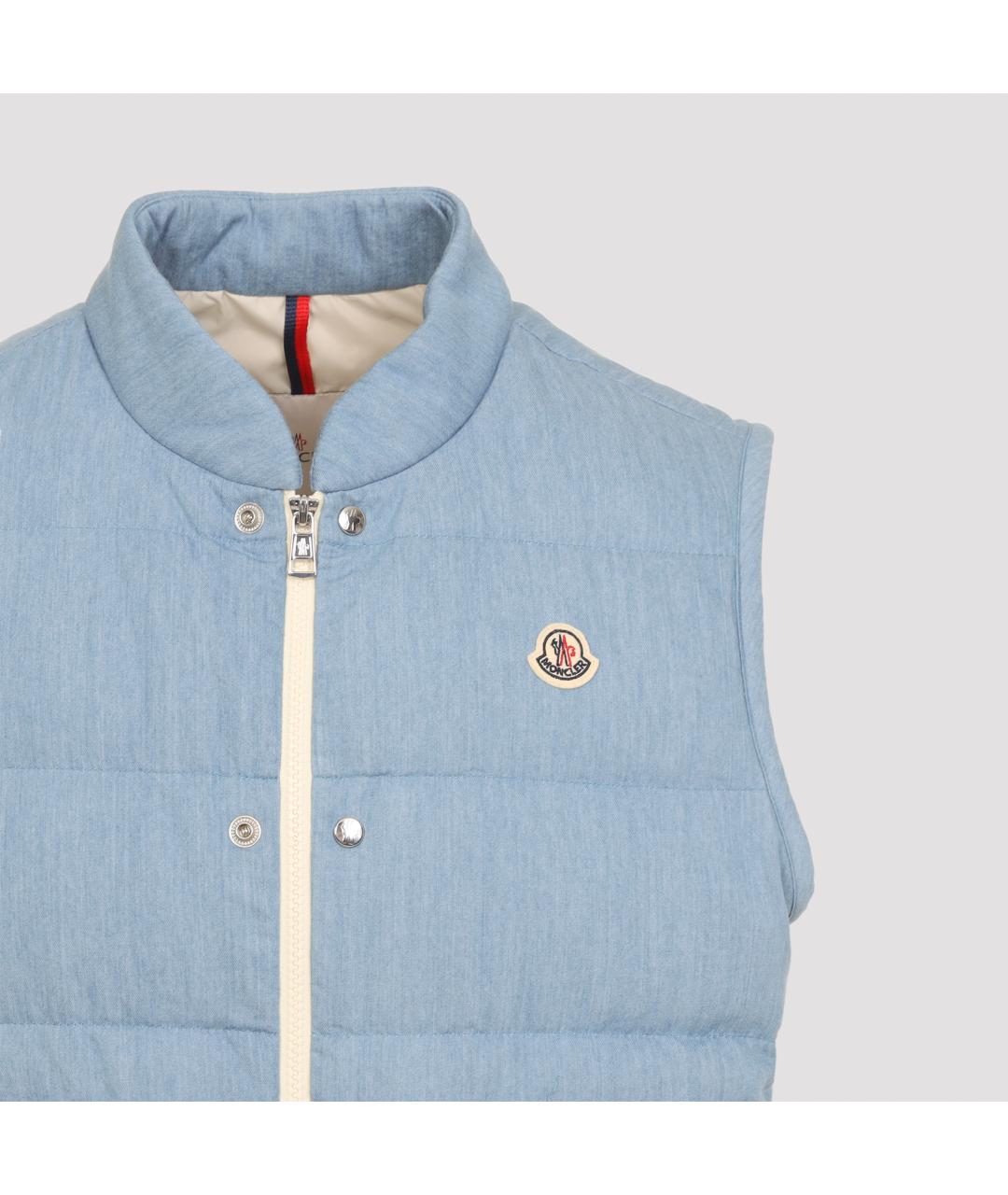 MONCLER Голубой полиэстеровый жилет, фото 4