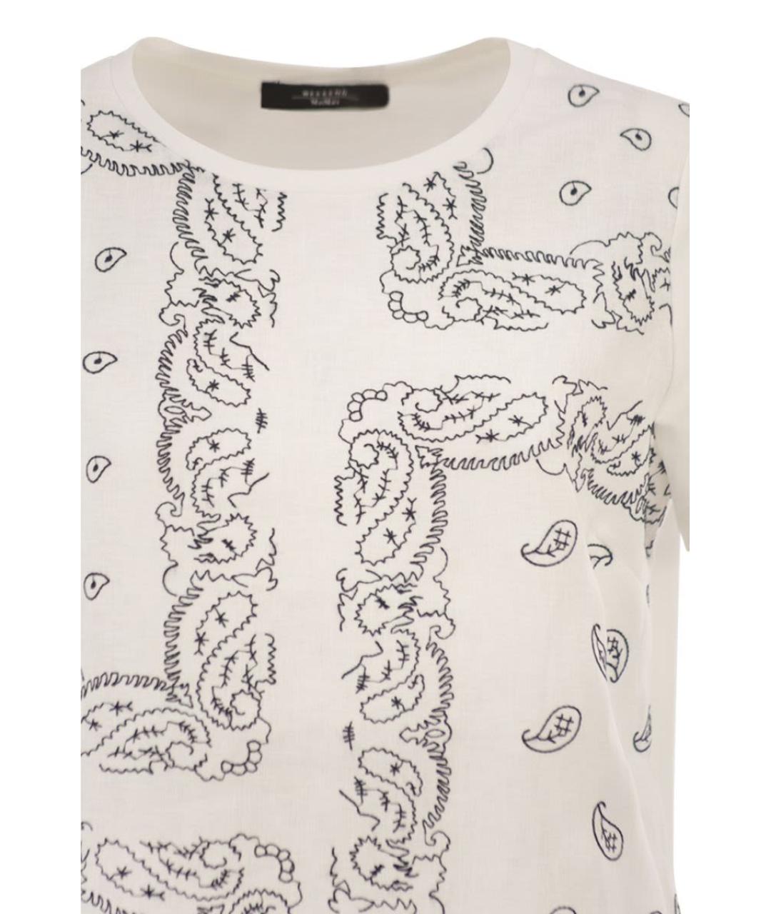 WEEKEND MAX MARA Белая хлопковая футболка, фото 4