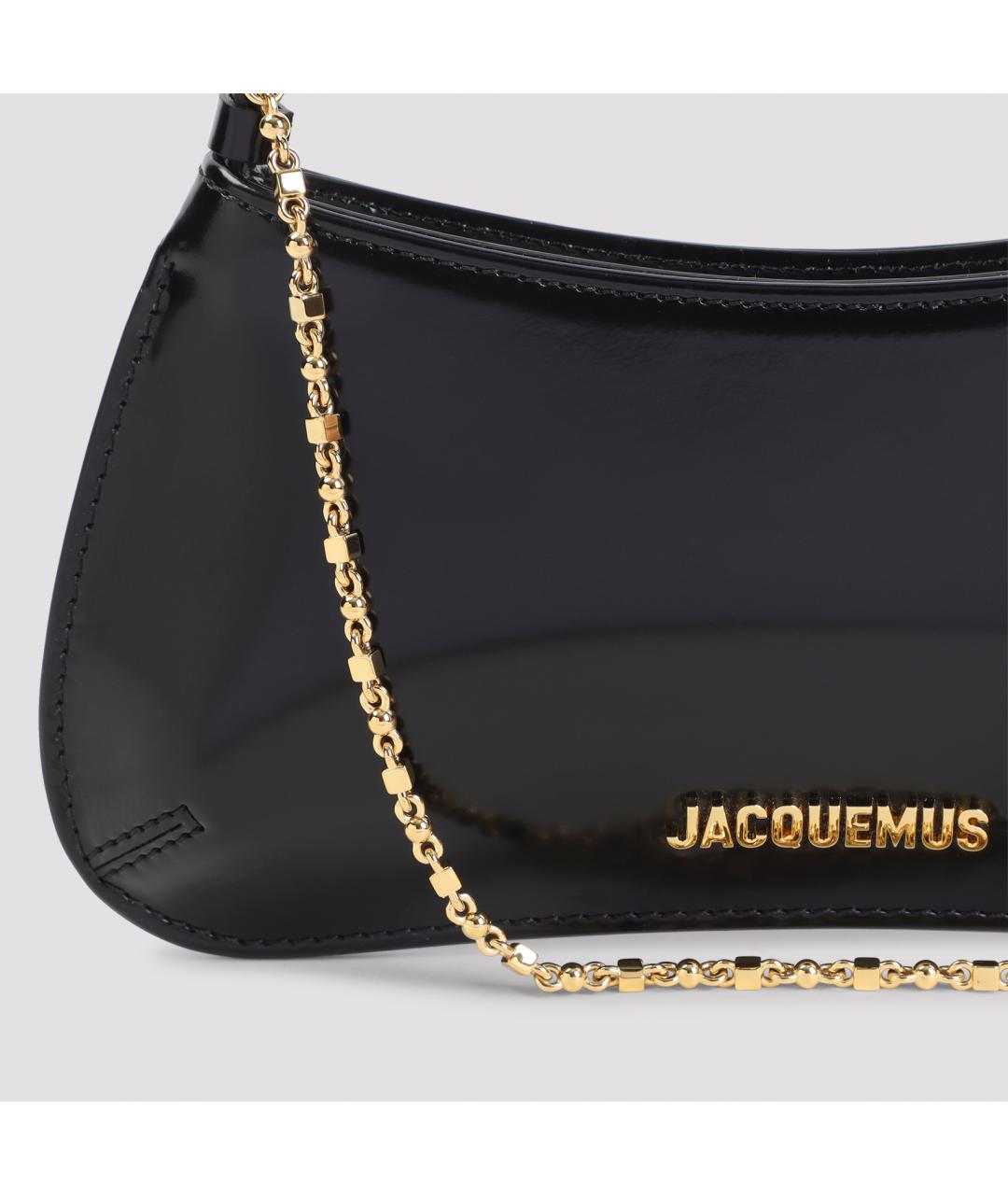 JACQUEMUS Черная кожаная сумка с короткими ручками, фото 3