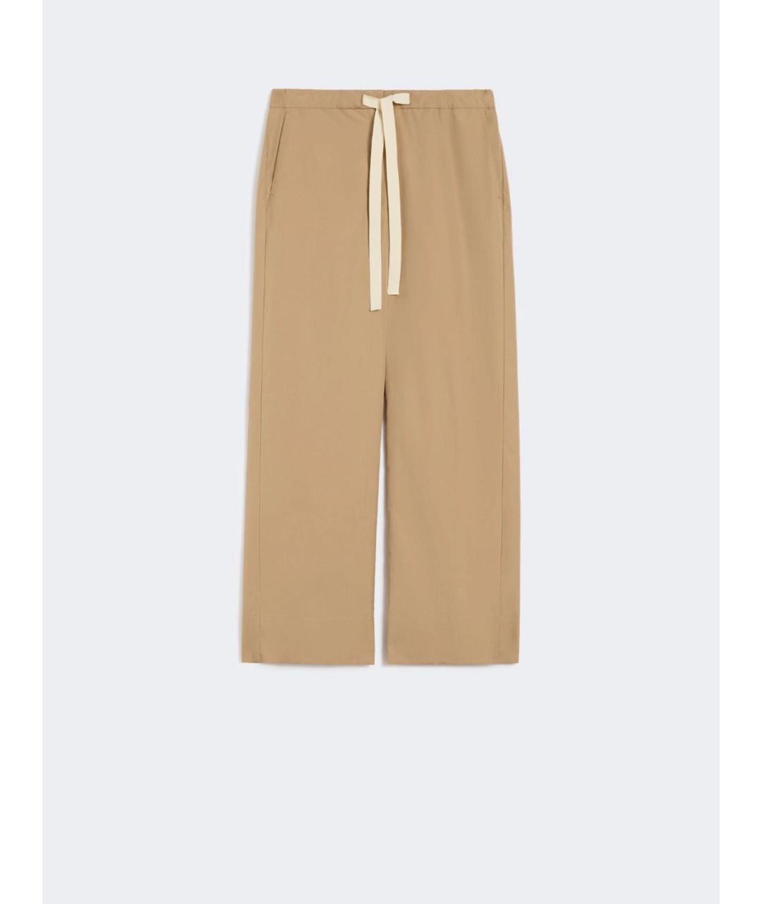 'S MAX MARA Бежевые хлопковые прямые брюки, фото 6