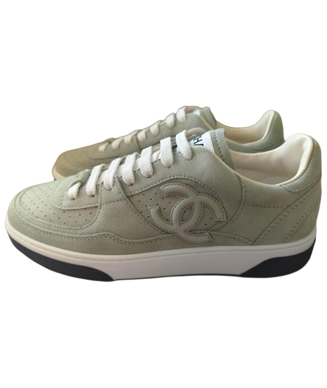 CHANEL Зеленые кожаные кроссовки, фото 3