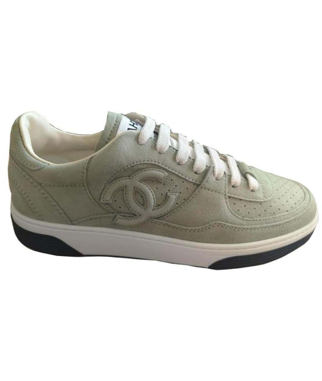 CHANEL Зеленые кожаные кроссовки, фото 1