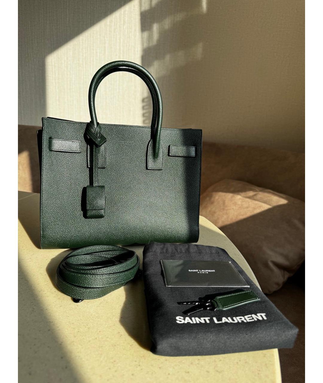 SAINT LAURENT Хаки кожаная сумка через плечо, фото 6