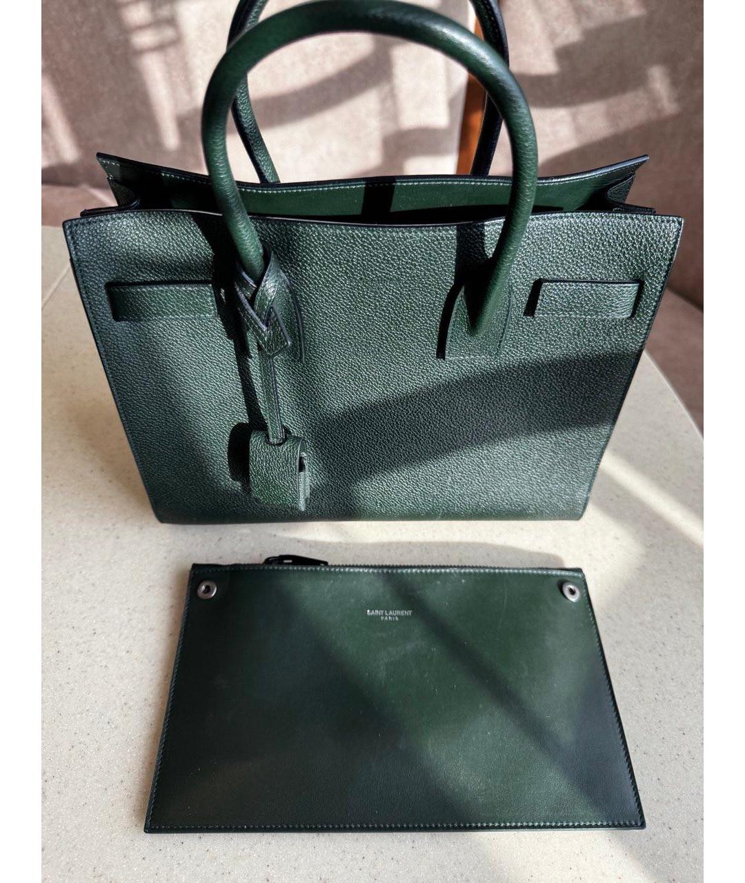 SAINT LAURENT Хаки кожаная сумка через плечо, фото 2