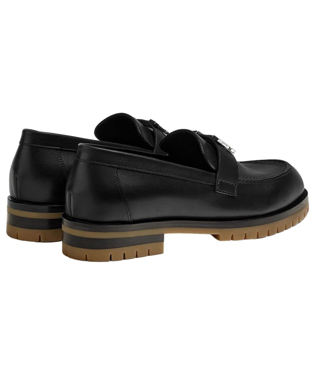 HERMES Черные кожаные лоферы, фото 5