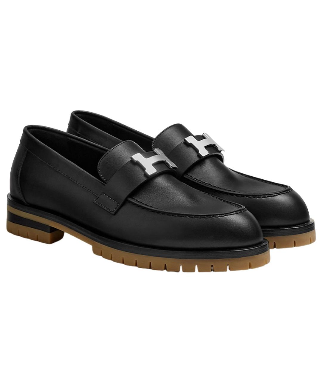 HERMES Черные кожаные лоферы, фото 3
