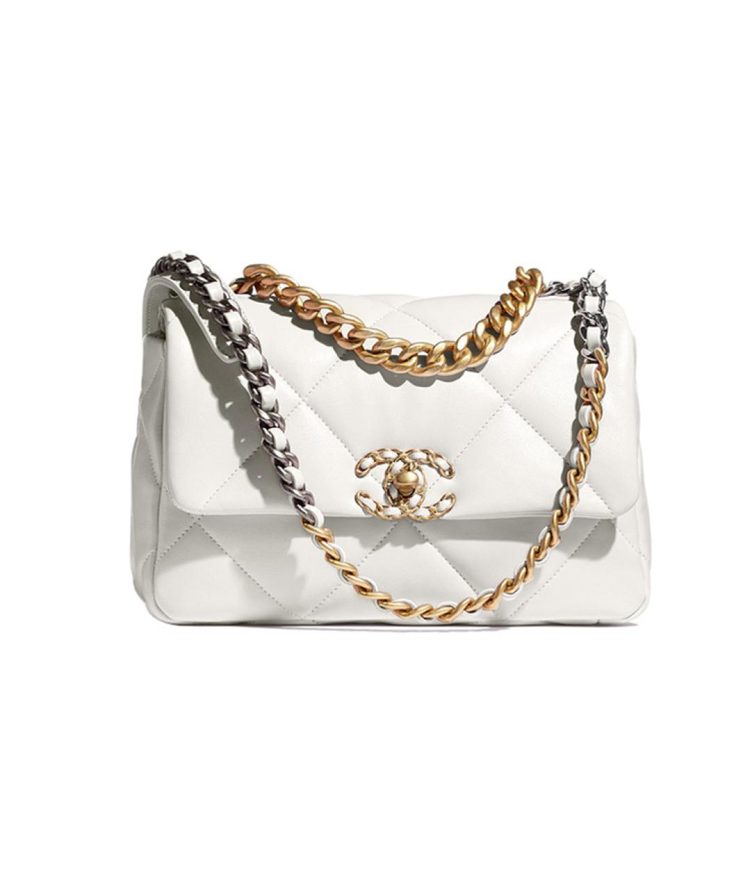 CHANEL Белая кожаная сумка через плечо, фото 5
