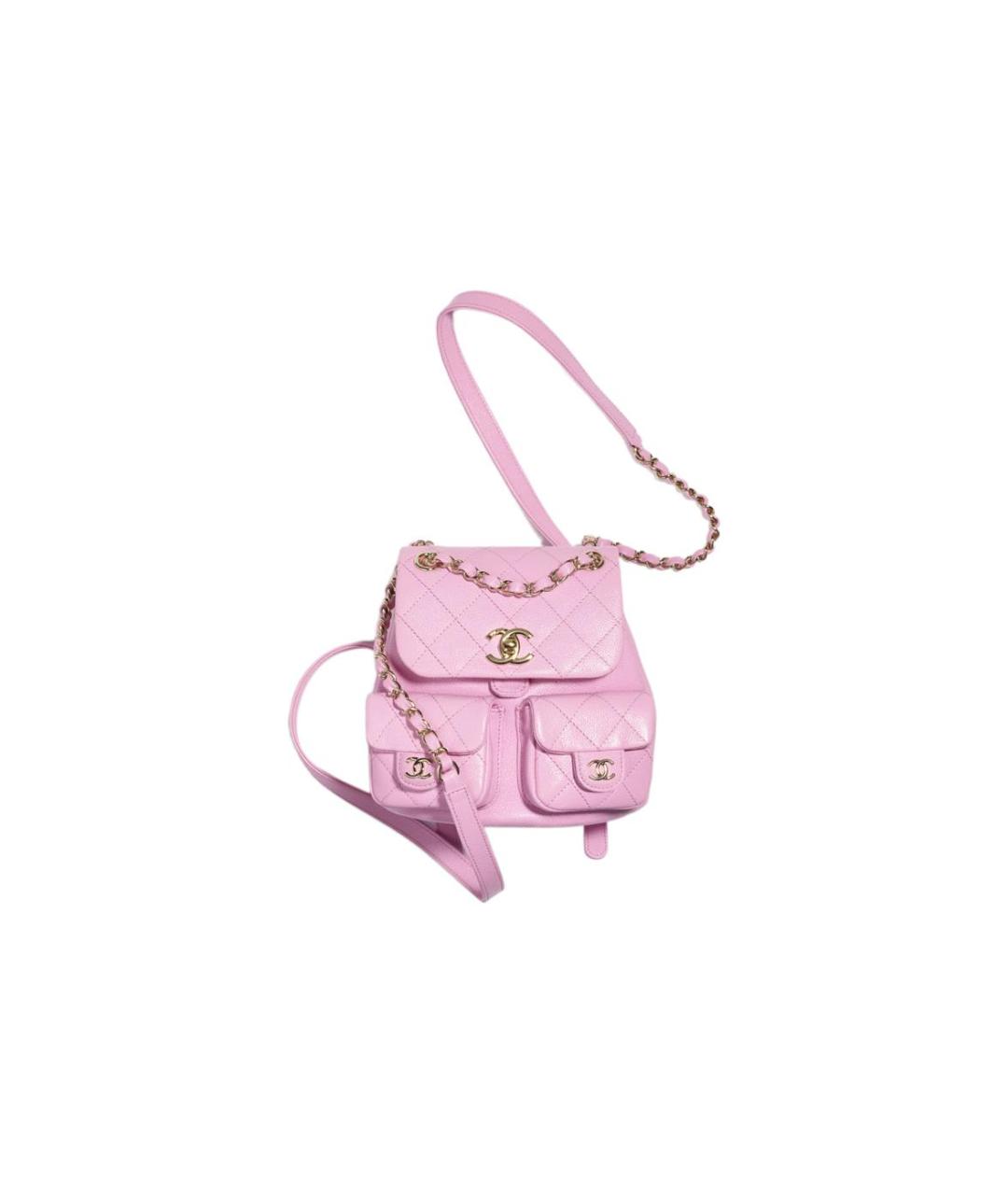 CHANEL Розовый кожаный рюкзак, фото 6