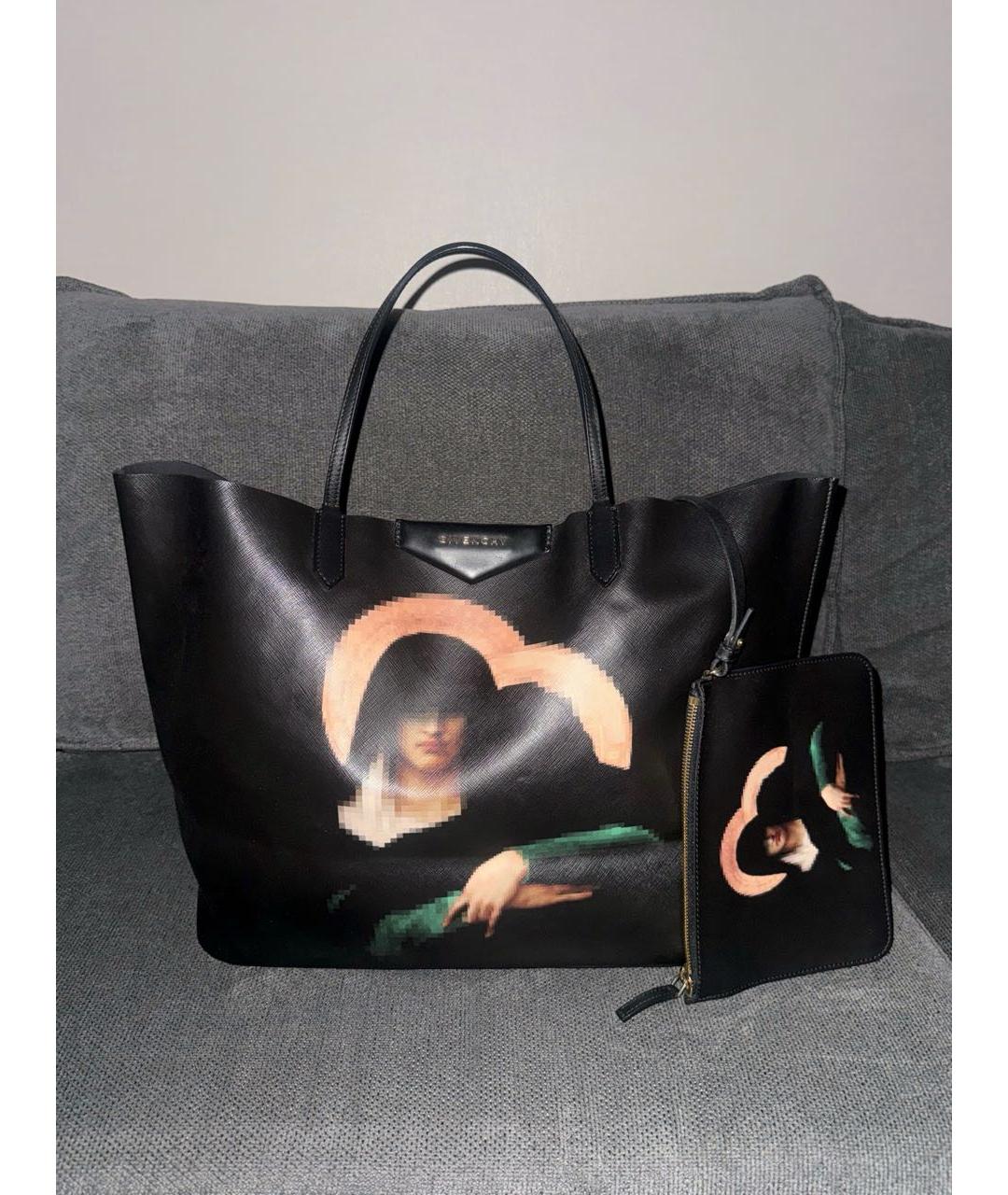 GIVENCHY Черная кожаная сумка тоут, фото 2