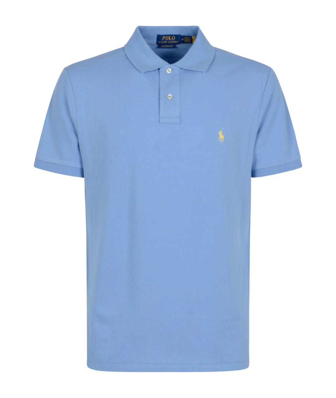 POLO RALPH LAUREN Голубое хлопковое поло с коротким рукавом, фото 1