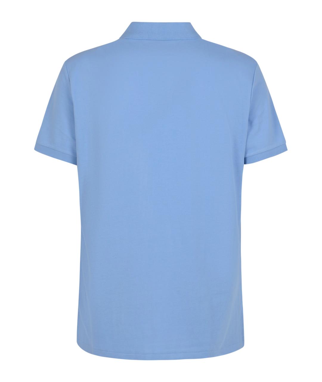 POLO RALPH LAUREN Голубое хлопковое поло с коротким рукавом, фото 2