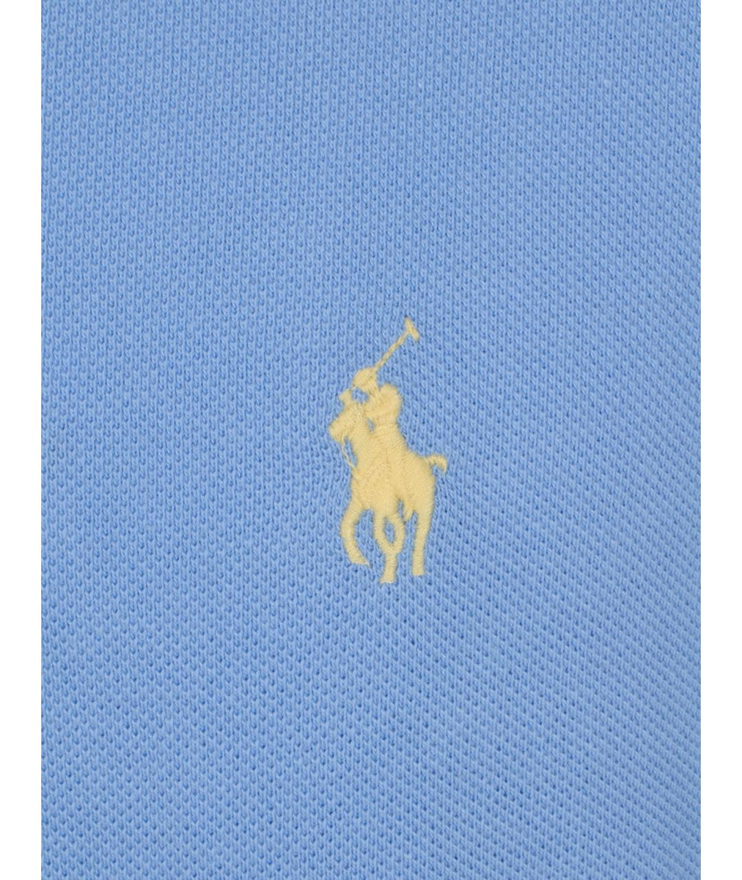 POLO RALPH LAUREN Голубое хлопковое поло с коротким рукавом, фото 3