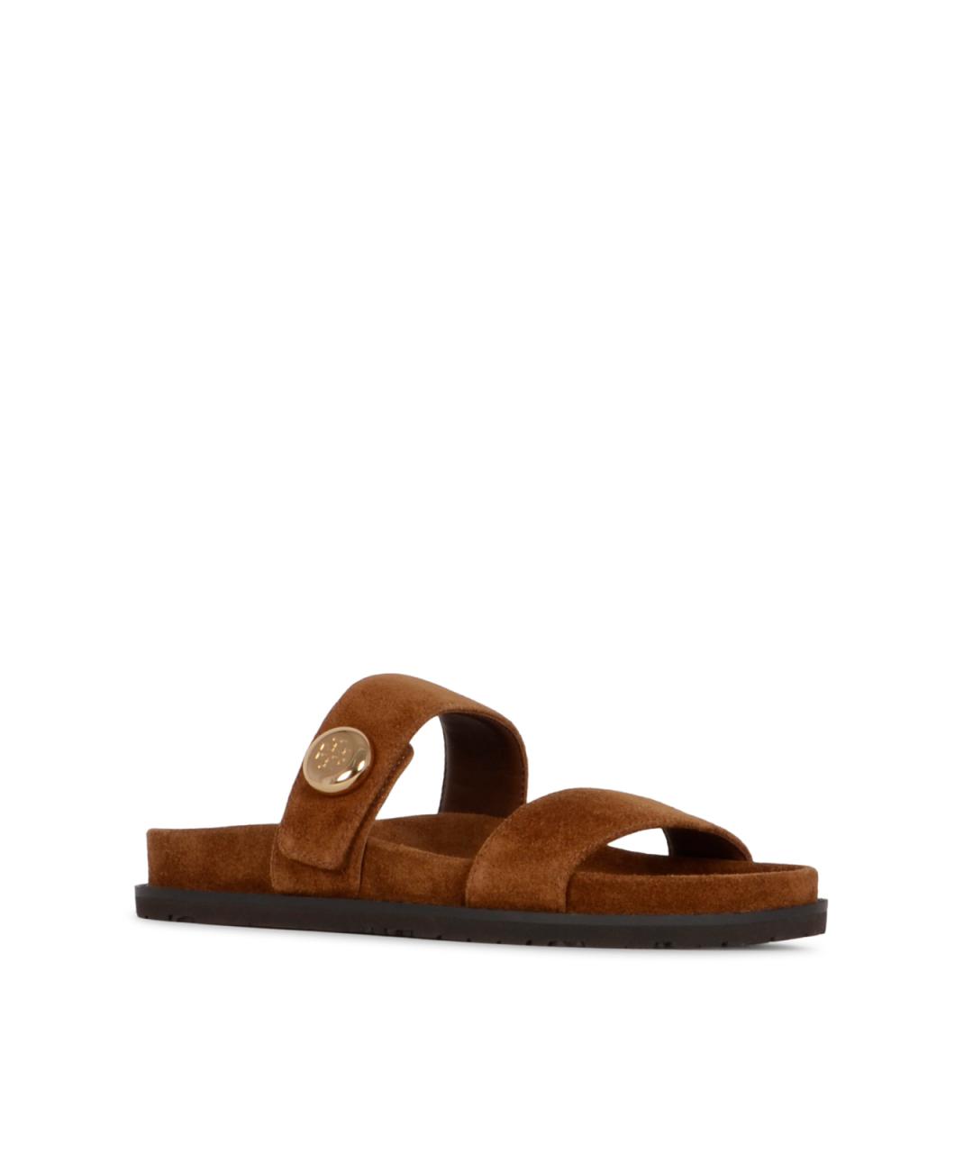 TORY BURCH Коричневые кожаные сандалии, фото 2