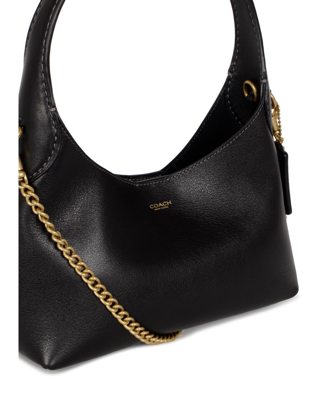 COACH Черная кожаная сумка через плечо, фото 4