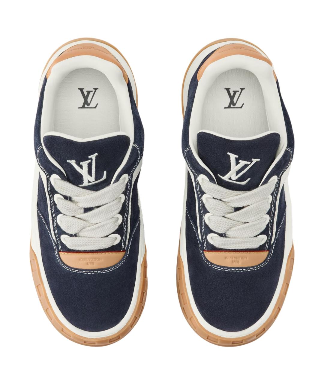 LOUIS VUITTON Темно-синие замшевые низкие кроссовки / кеды, фото 4