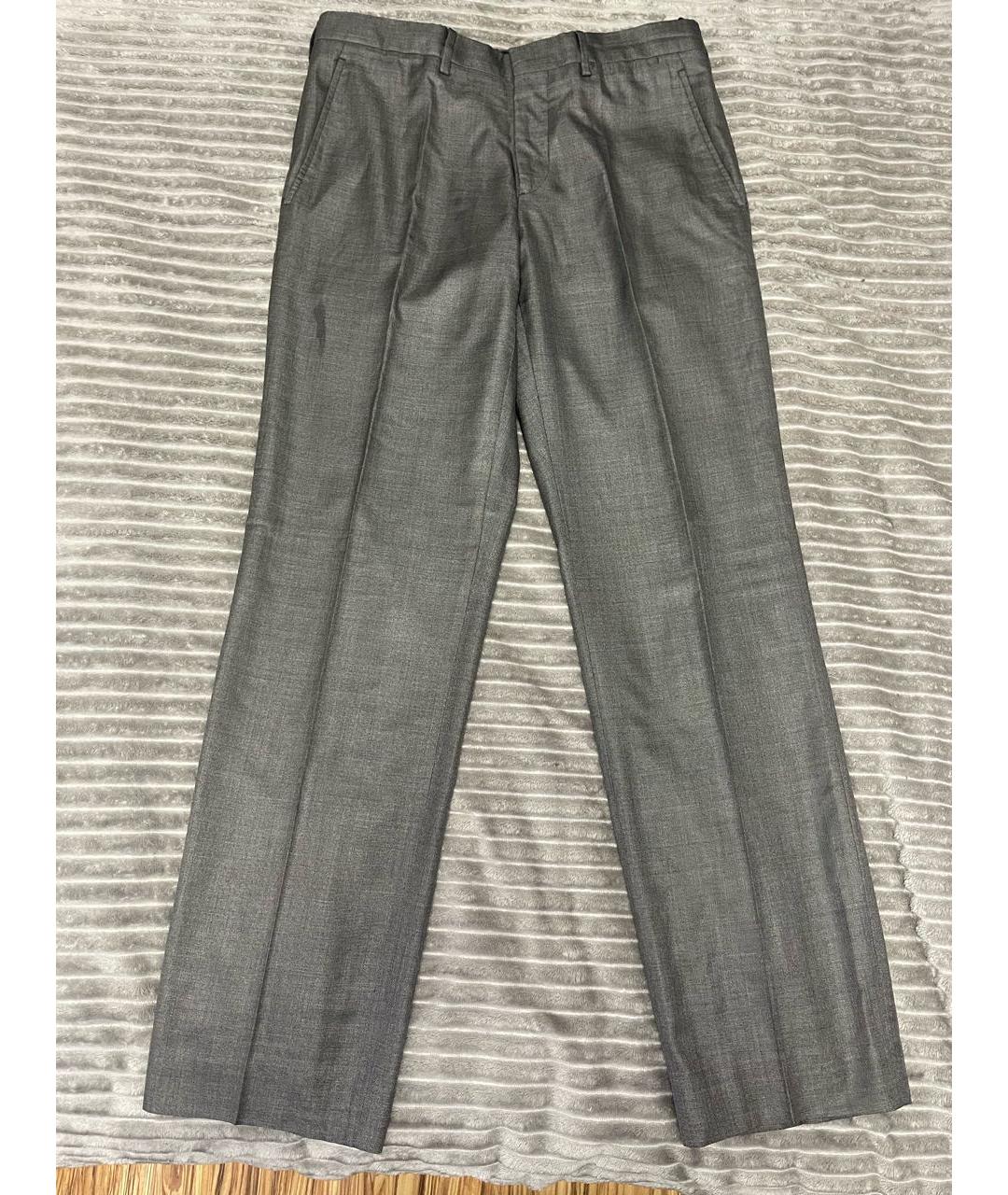 PRADA Серые шерстяные классические брюки, фото 5