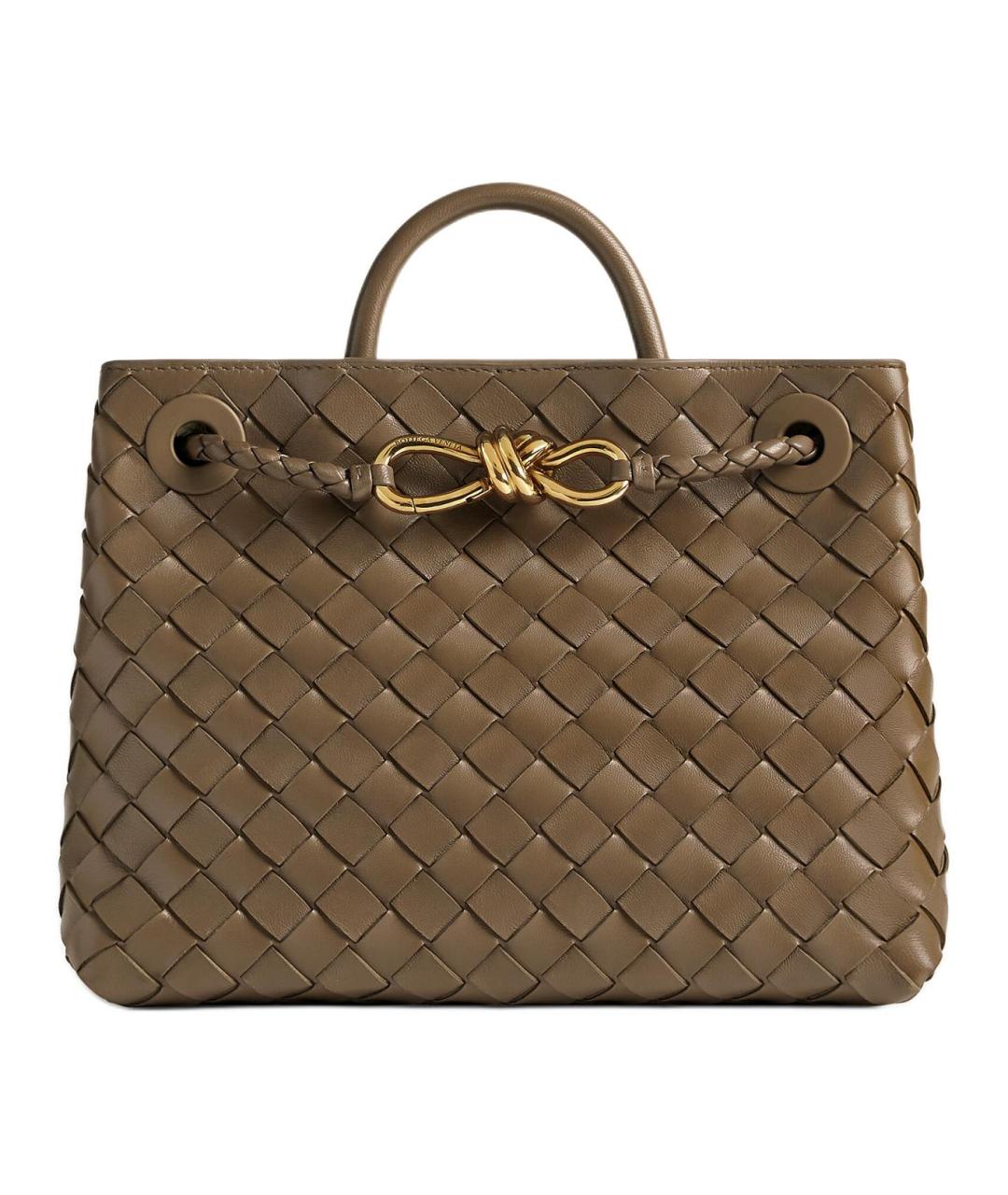 BOTTEGA VENETA Хаки кожаная сумка с короткими ручками, фото 1
