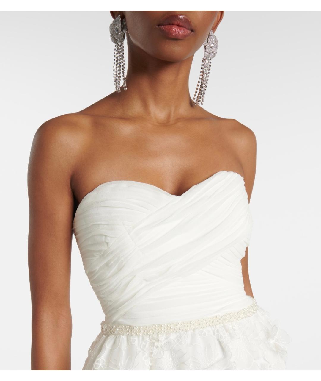 SELF-PORTRAIT Белое вискозное коктейльное платье, фото 4