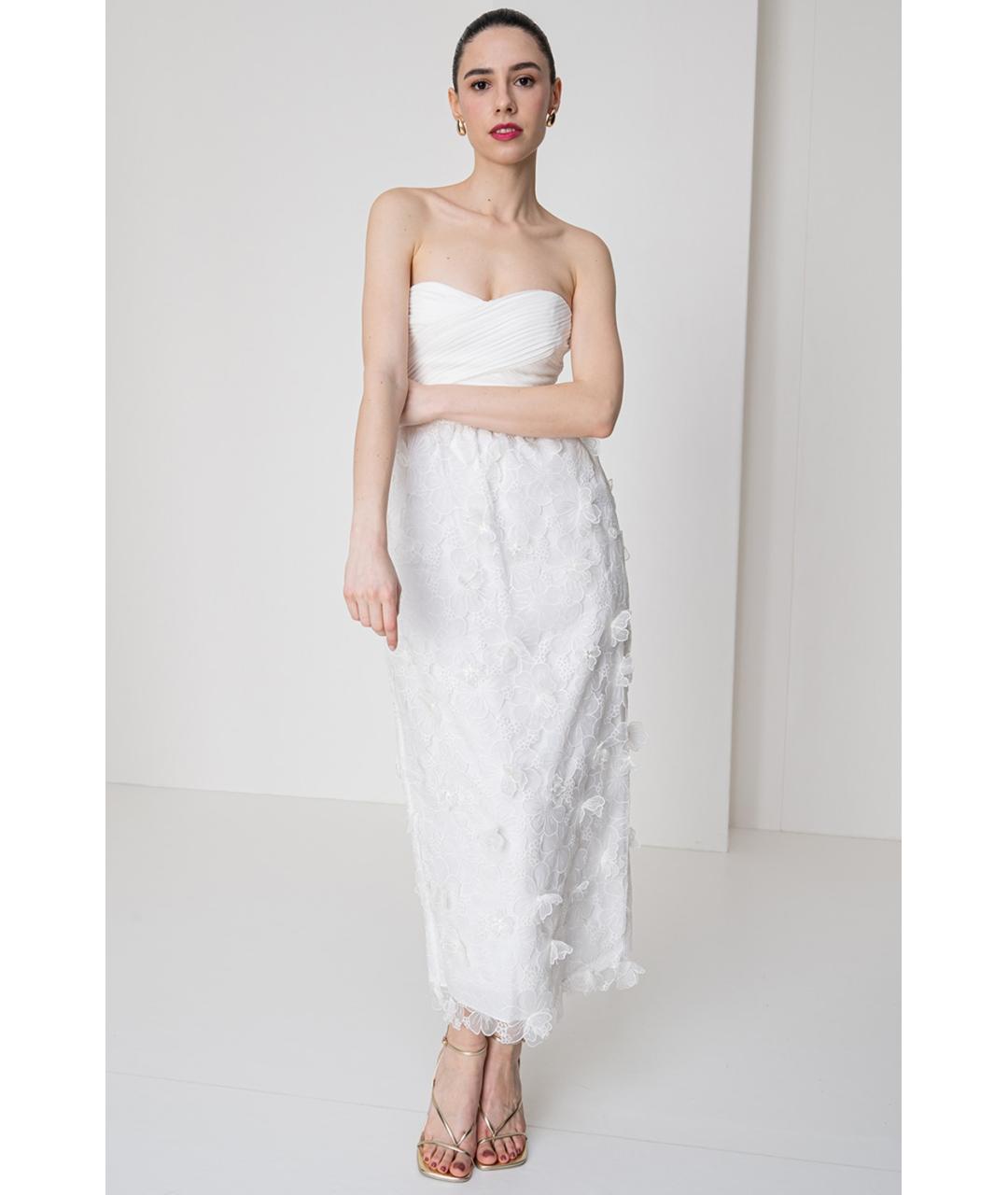 SELF-PORTRAIT Белое вискозное коктейльное платье, фото 5
