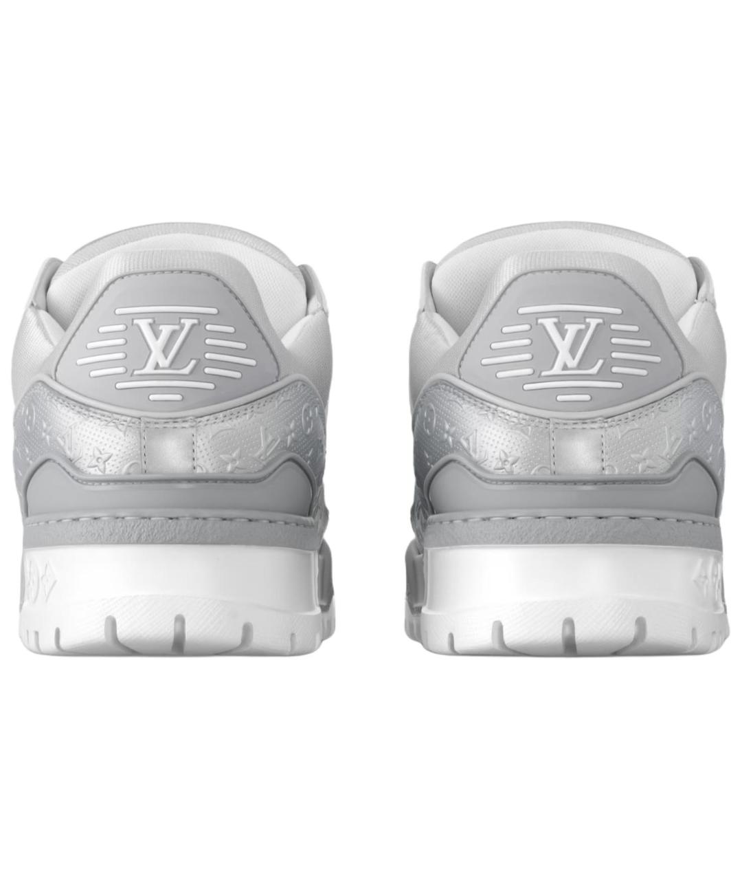 LOUIS VUITTON Серебряные кожаные кроссовки, фото 5