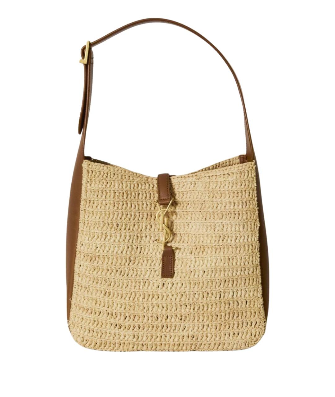 SAINT LAURENT Бежевая пелетеная сумка через плечо, фото 1