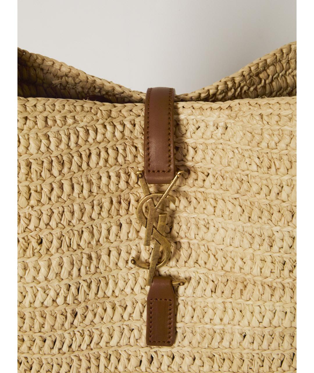 SAINT LAURENT Бежевая пелетеная сумка через плечо, фото 4