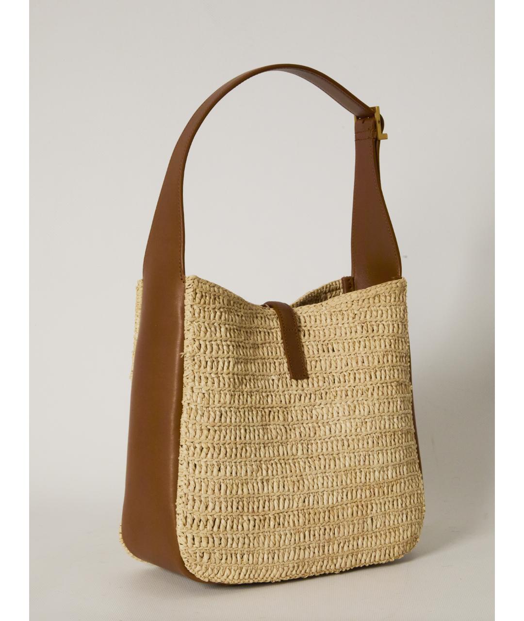 SAINT LAURENT Бежевая пелетеная сумка через плечо, фото 2