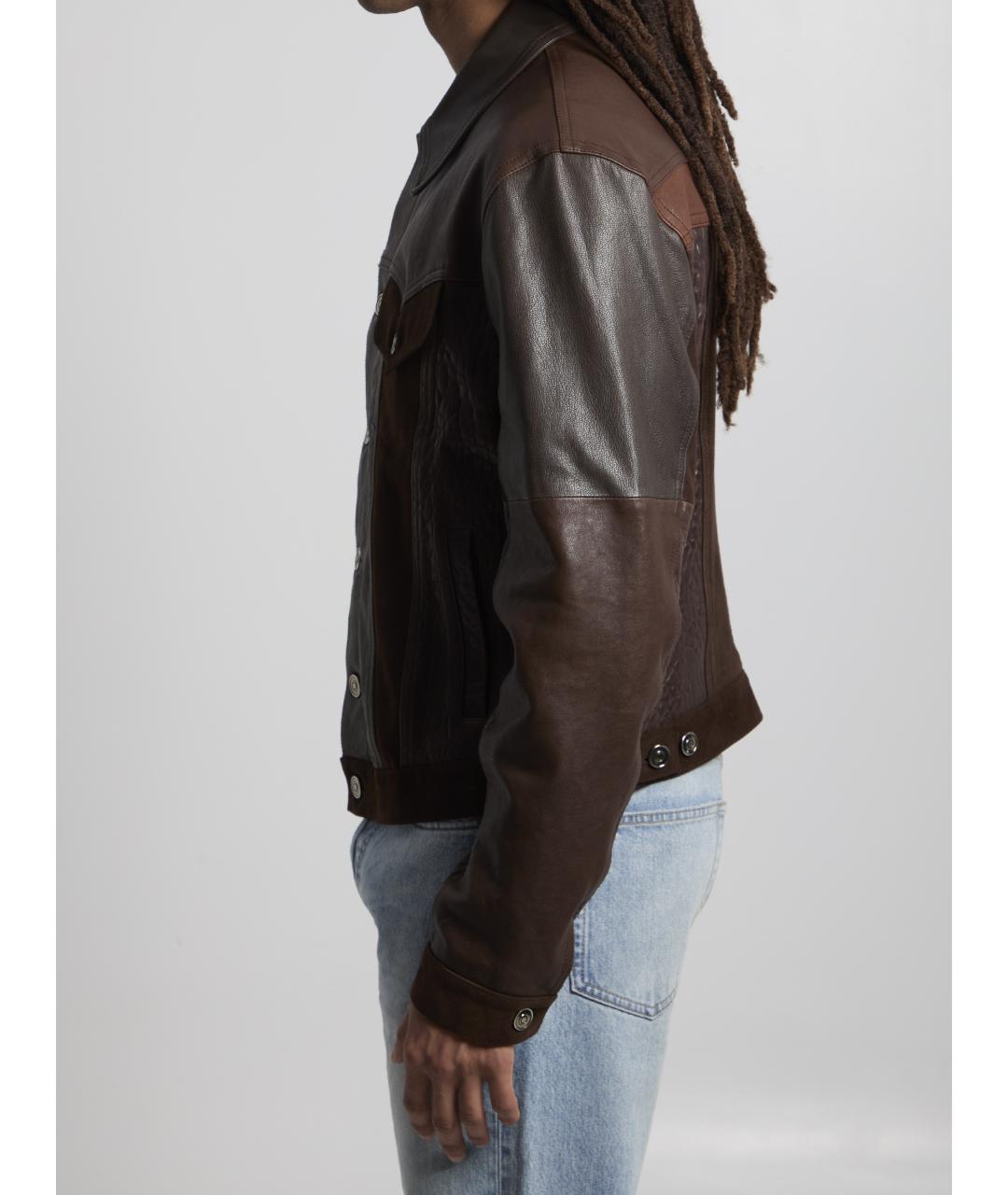 VERSACE Коричневая кожаная куртка, фото 3