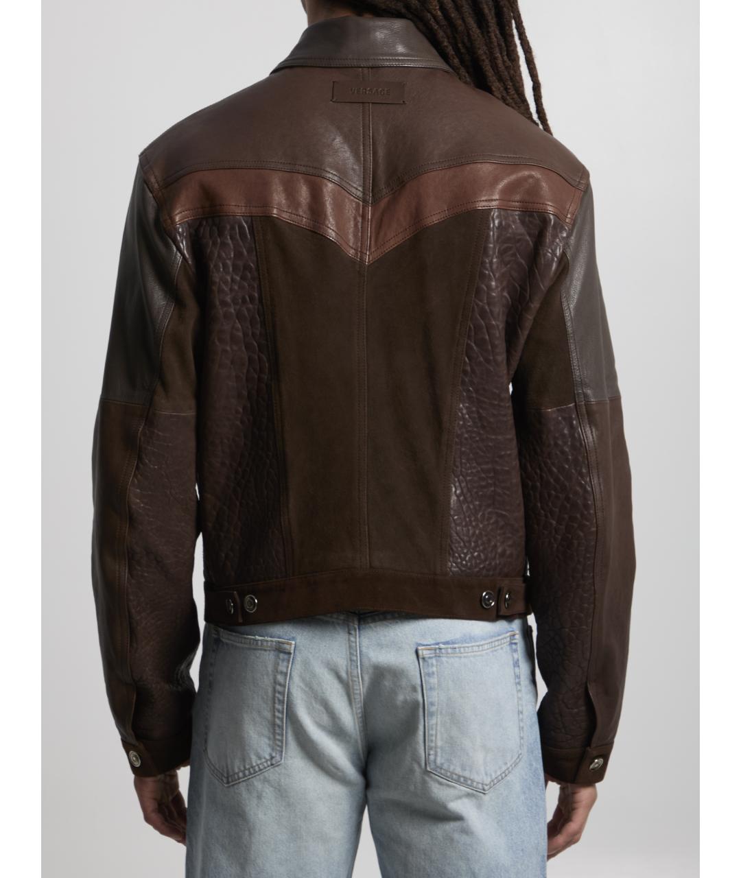 VERSACE Коричневая кожаная куртка, фото 4