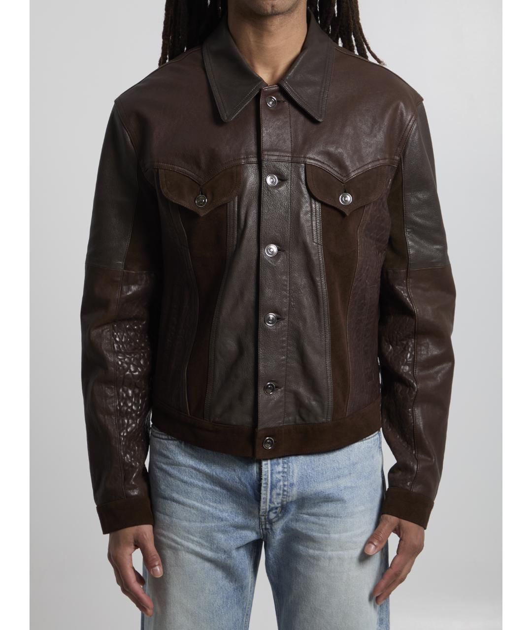 VERSACE Коричневая кожаная куртка, фото 5