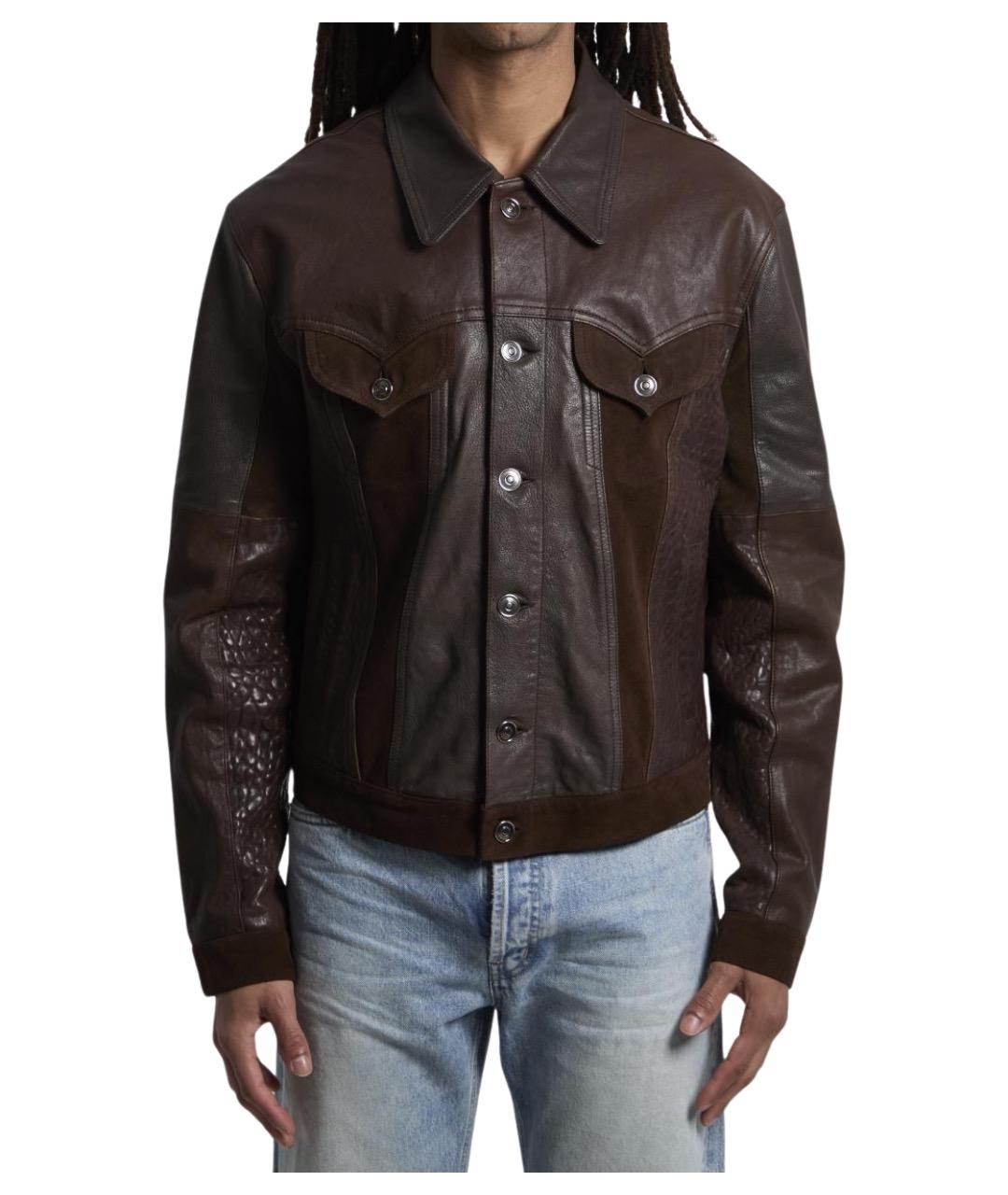 VERSACE Коричневая кожаная куртка, фото 1