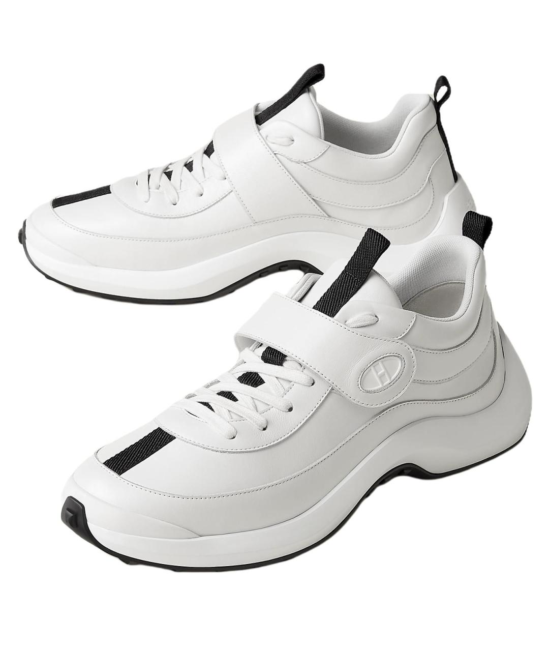 HERMES Белые кожаные низкие кроссовки / кеды, фото 3