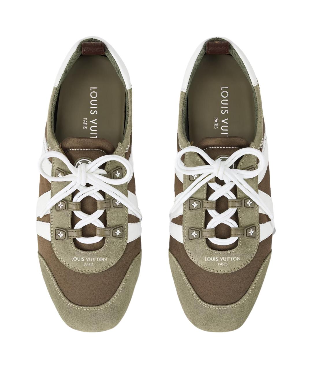 LOUIS VUITTON Хаки замшевые кроссовки, фото 4