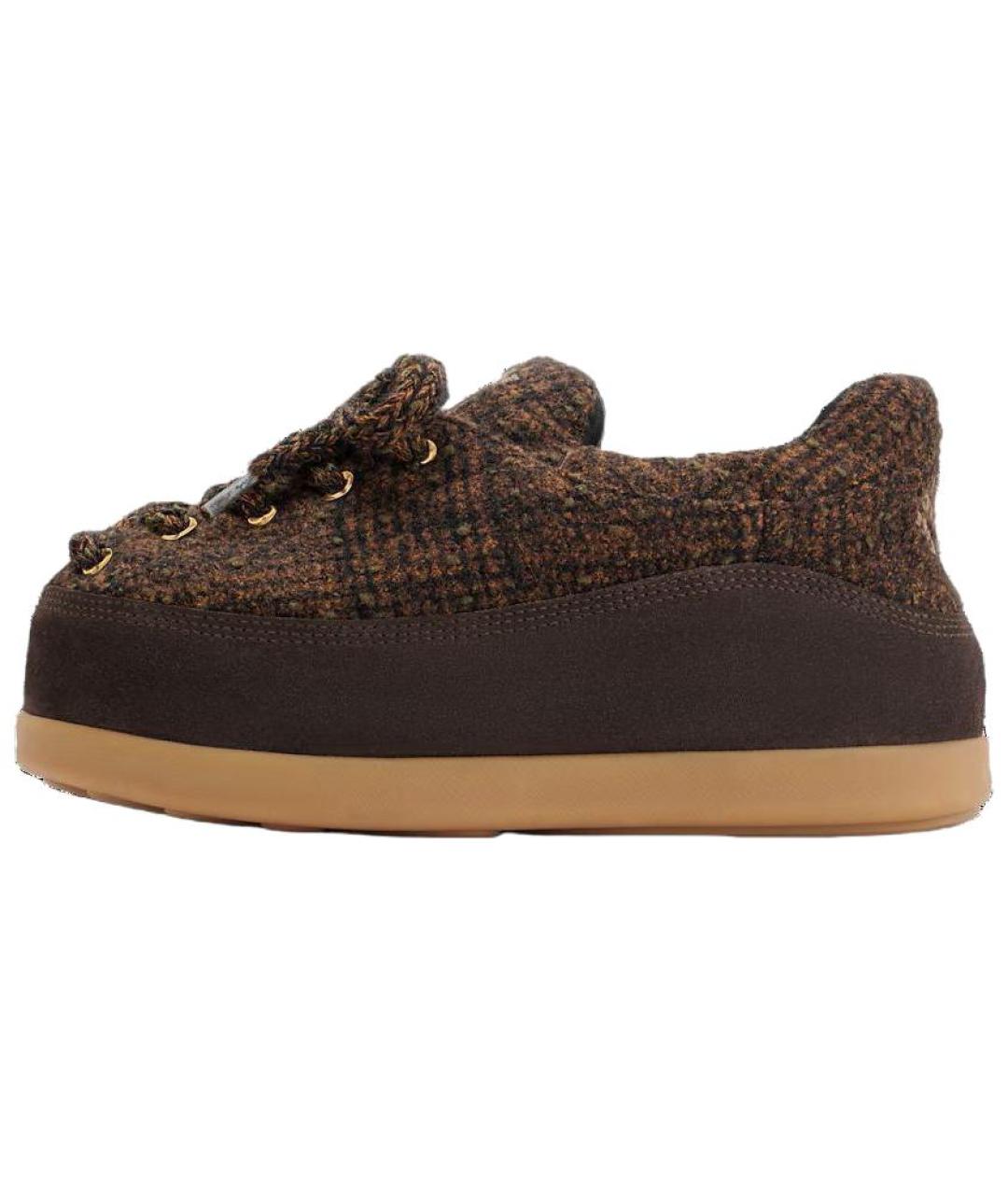 LOUIS VUITTON Коричневые текстильные низкие ботинки, фото 2