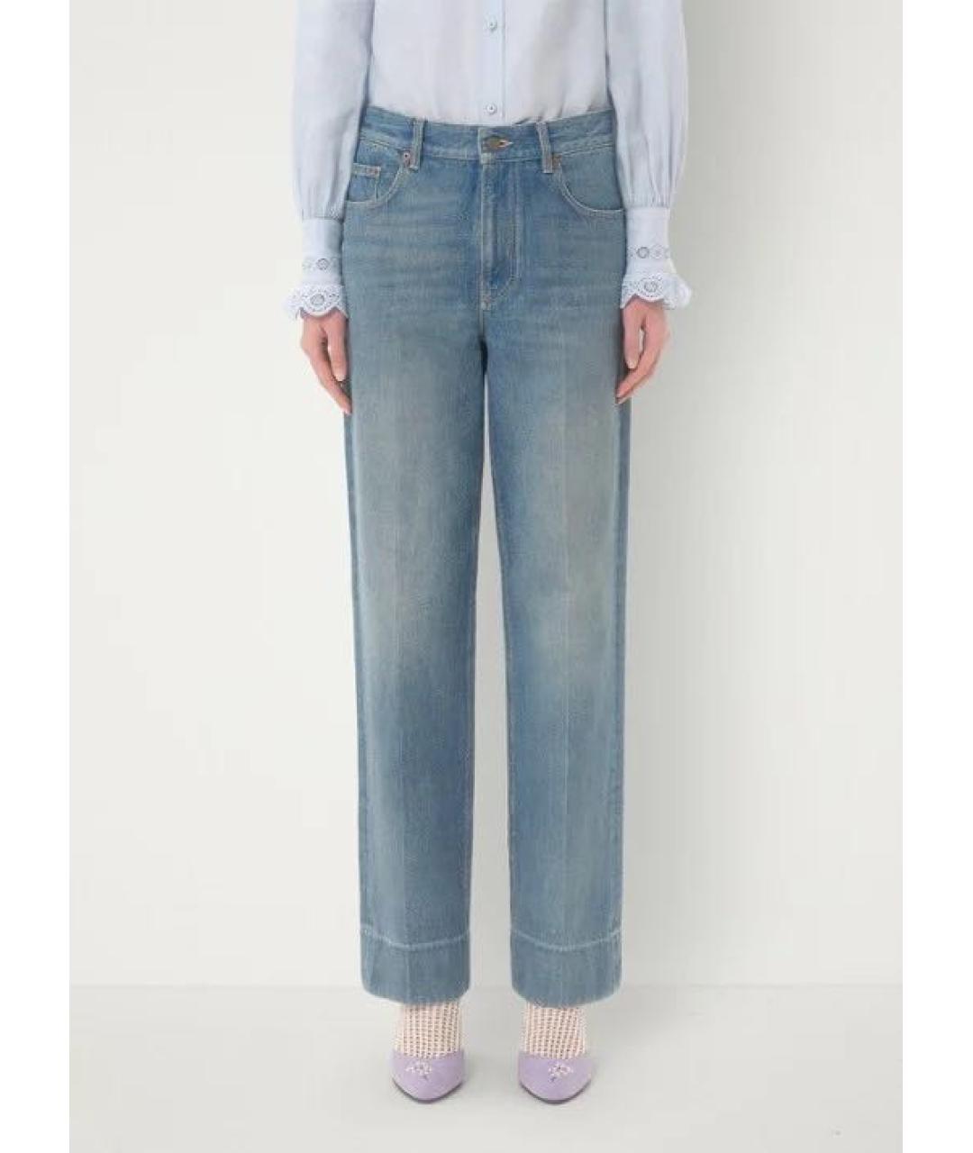 VALENTINO Голубые хлопковые прямые джинсы, фото 3
