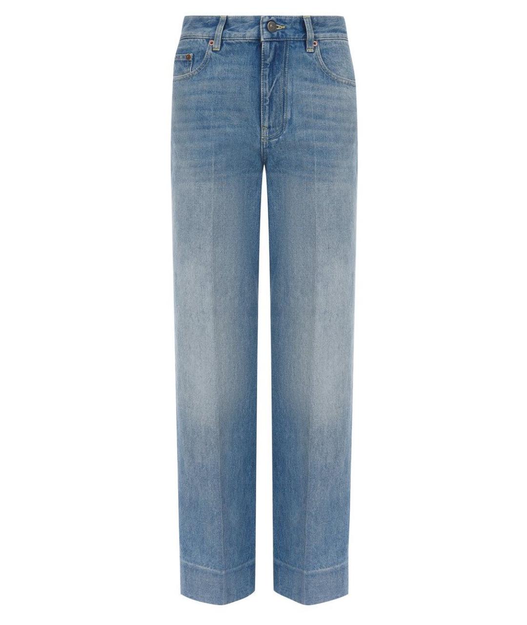VALENTINO Голубые хлопковые прямые джинсы, фото 1