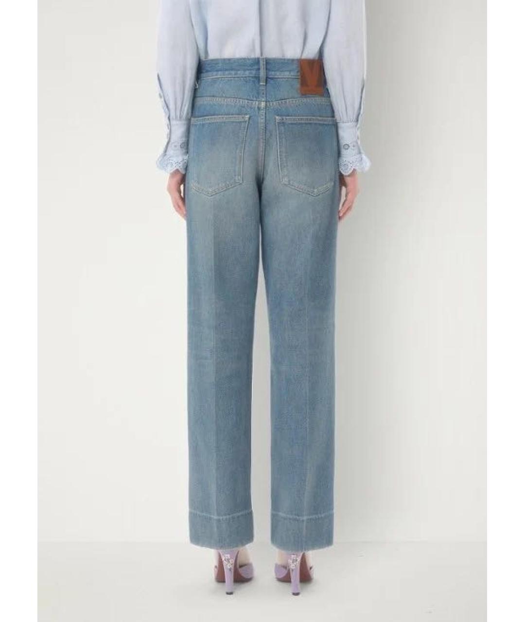 VALENTINO Голубые хлопковые прямые джинсы, фото 4