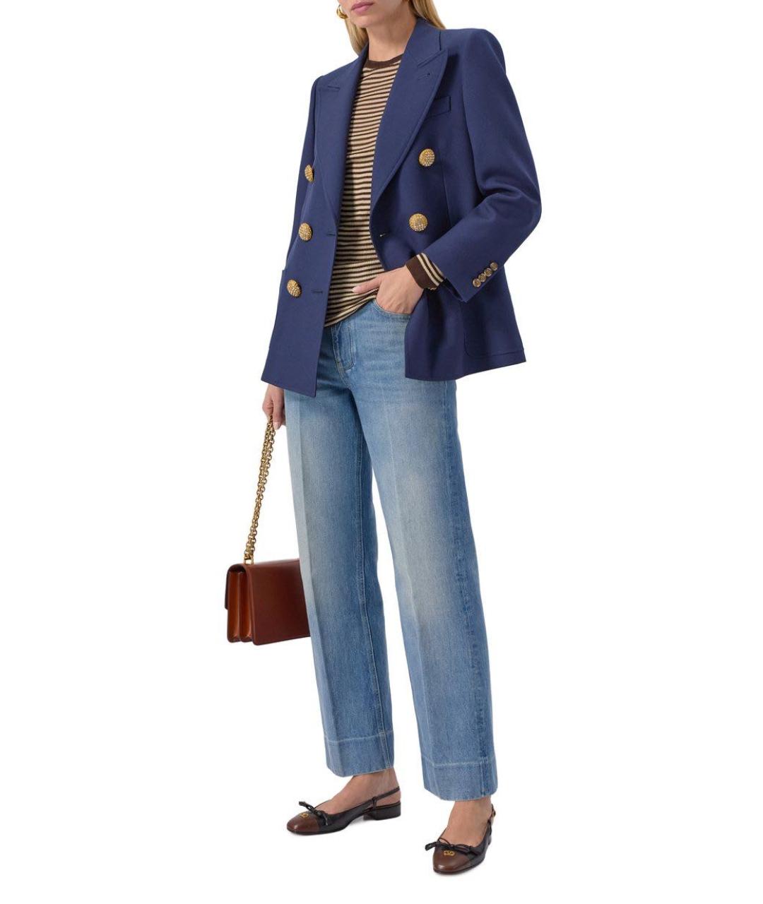 VALENTINO Голубые хлопковые прямые джинсы, фото 8